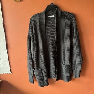 American Eagle Outfitters Dark Gray Chunky Open-Front Cardigan